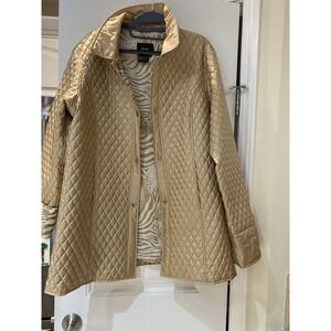 Dennis Basso Women's Quilted L 100%silk Shell Gold Clasps
